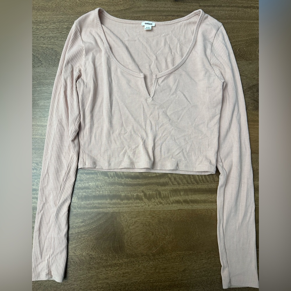 Garage Pink Long Sleeve Ribbed Tee